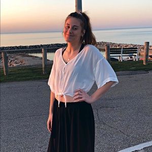 white partial see through crop too shirt